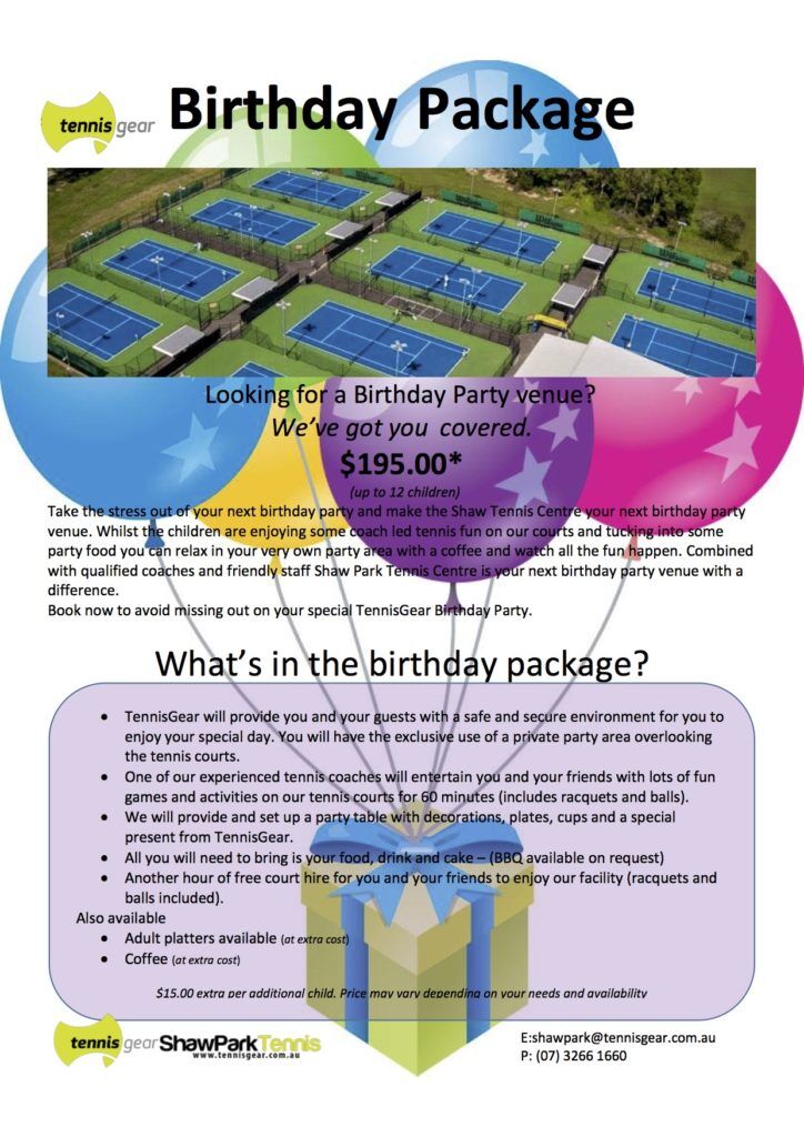Shaw Park Birthday Package